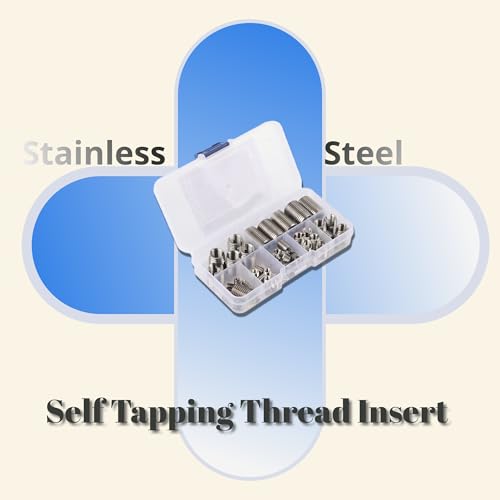 50Pcs Stainless Steel Thread Repair Kit, Threaded Inserts for Plastic/Metal, Thread Reinforce Repair Tool M3/M4/M5/M6/M8/M10/M12/M14/M16 with Storage Case