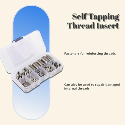 50Pcs Stainless Steel Thread Repair Kit, Threaded Inserts for Plastic/Metal, Thread Reinforce Repair Tool M3/M4/M5/M6/M8/M10/M12/M14/M16 with Storage Case