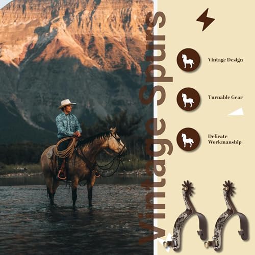 Gugxiom 2Pcs Western Spurs for Women and Mon, Retro Bronze Horse Spurs