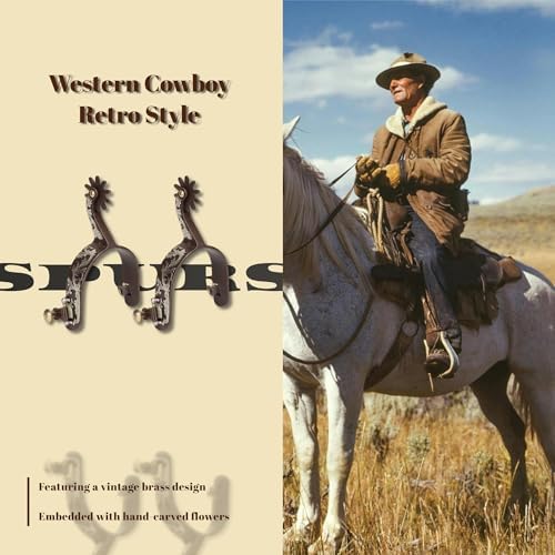 Gugxiom 2Pcs Western Spurs for Women and Mon, Retro Bronze Horse Spurs