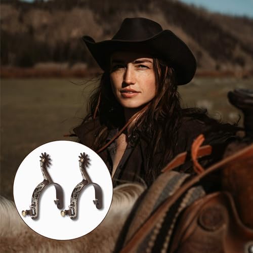 Gugxiom 2Pcs Western Spurs for Women and Mon, Retro Bronze Horse Spurs