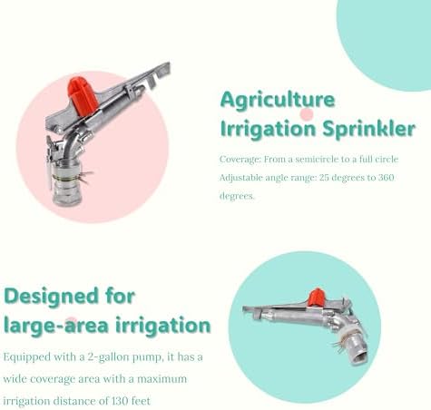 2" Water Spray Gun, Large-Area Irrigation Spray Gun Sprinkler, 360° Rotary Farm Lawn Garden Irrigation