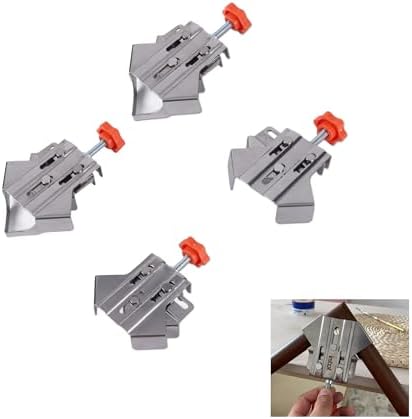 4Pcs Corner Clamps for Woodworking, 90° Stainless Steel Clamp Woodworking, with Adjustable Swing Jaw, for Processing Wood/Metal