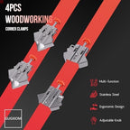 4Pcs Corner Clamps for Woodworking, 90° Stainless Steel Clamp Woodworking, with Adjustable Swing Jaw, for Processing Wood/Metal