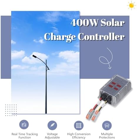 400W Solar Charge Controller, Display 24‑85V MPPT Solar Battery Charge Controller, Adjustable & Waterproof, for Lithium Sealed Acid Gel Flooded