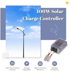 400W Solar Charge Controller, Display 24‑85V MPPT Solar Battery Charge Controller, Adjustable & Waterproof, for Lithium Sealed Acid Gel Flooded