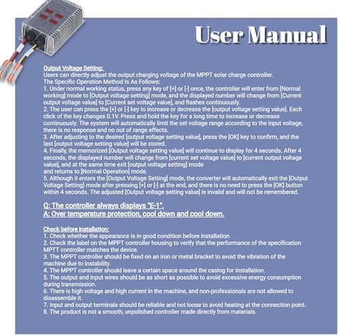 400W Solar Charge Controller, Display 24‑85V MPPT Solar Battery Charge Controller, Adjustable & Waterproof, for Lithium Sealed Acid Gel Flooded