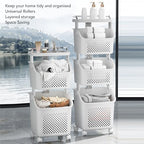 3 Tier Laundry Basket Organizer with Wheels, Tiered Laundry Basket Organizer, with Portable Storage Baskets, for Kitchen Bathroom Bedroom Laundry Room