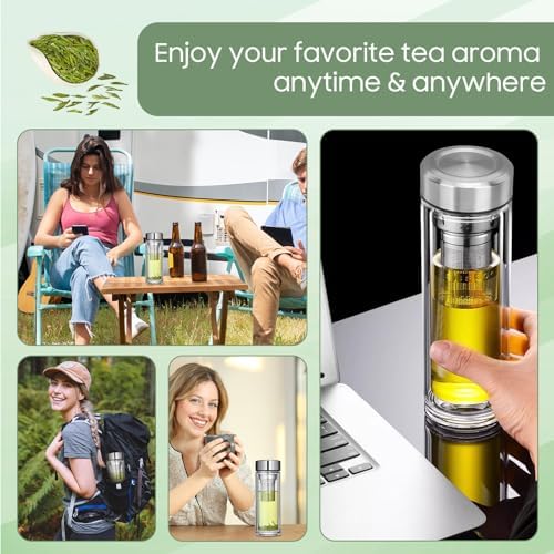 Gugxiom Tea Infuser Bottle, Glass Tea with Infuser(1000ml)