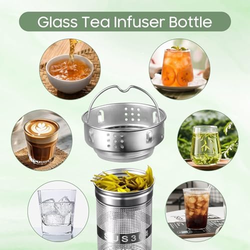 Gugxiom Tea Infuser Bottle, Glass Tea with Infuser(1000ml)