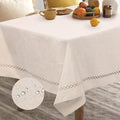 Gugxiom Linen Textured Tablecloth, Rectangle Tablecloth Waterproof, Wrinkle-Free, Boho Table Cloth for Dining Coffee Dining Party Outdoor Camping Wedding (130 x 175 cm Beige)