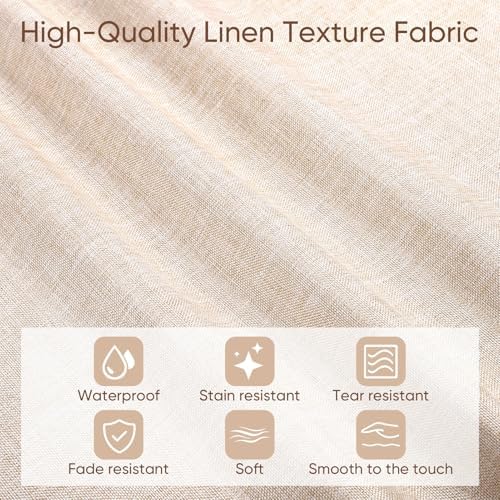 Gugxiom Linen Textured Tablecloth, Rectangle Tablecloth Waterproof, Wrinkle-Free, Boho Table Cloth for Dining Coffee Dining Party Outdoor Camping Wedding (130 x 175 cm Beige)