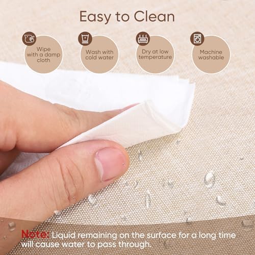 Gugxiom Linen Textured Tablecloth, Rectangle Tablecloth Waterproof, Wrinkle-Free, Boho Table Cloth for Dining Coffee Dining Party Outdoor Camping Wedding (130 x 175 cm Beige)