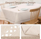 Gugxiom Linen Textured Tablecloth, Rectangle Tablecloth Waterproof, Wrinkle-Free, Boho Table Cloth for Dining Coffee Dining Party Outdoor Camping Wedding (130 x 175 cm Beige)