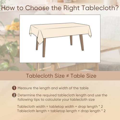 Gugxiom Linen Textured Tablecloth, Rectangle Tablecloth Waterproof, Wrinkle-Free, Boho Table Cloth for Dining Coffee Dining Party Outdoor Camping Wedding (130 x 175 cm Beige)