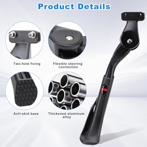 Gugxiom Adjustable Bike Kickstand, Aluminum Alloy Adjustable Height Anti Slip Universal Parking Side Kick Stand Replacement for Electric Bicycles Mountain Bikes
