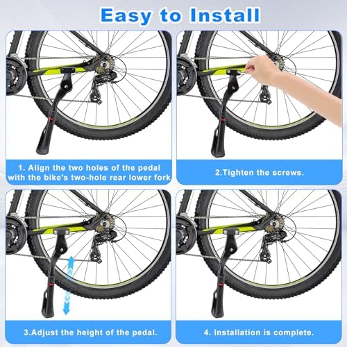 Gugxiom Adjustable Bike Kickstand, Aluminum Alloy Adjustable Height Anti Slip Universal Parking Side Kick Stand Replacement for Electric Bicycles Mountain Bikes