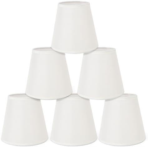Gugxiom Small Lamp Shade Set of 6, Linen lamp shade, 3.5" × 5.1" × 5.5" Chandelier Shades for Table Lamps and Wall Lamps (Beige fine linen)