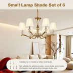 Gugxiom Small Lamp Shade Set of 6, Linen lamp shade, 3.5" × 5.1" × 5.5" Chandelier Shades for Table Lamps and Wall Lamps (Beige fine linen)