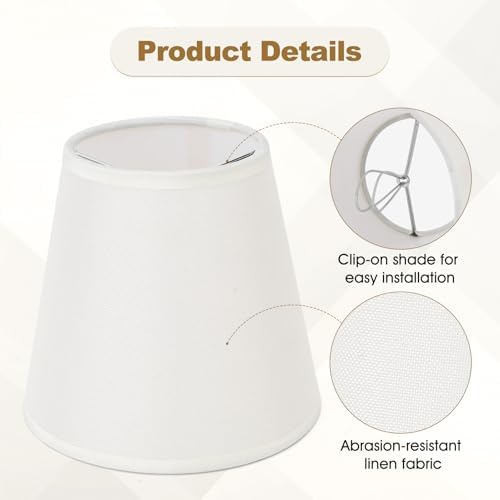 Gugxiom Small Lamp Shade Set of 6, Linen lamp shade, 3.5" × 5.1" × 5.5" Chandelier Shades for Table Lamps and Wall Lamps (Beige fine linen)