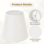 Gugxiom Small Lamp Shade Set of 6, Linen lamp shade, 3.5" × 5.1" × 5.5" Chandelier Shades for Table Lamps and Wall Lamps (Beige fine linen)