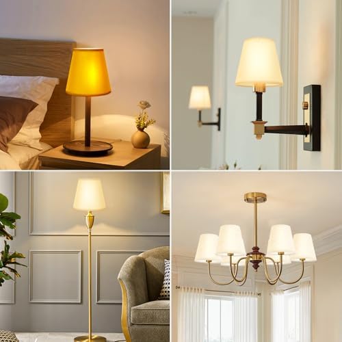 Gugxiom Small Lamp Shade Set of 6, Linen lamp shade, 3.5" × 5.1" × 5.5" Chandelier Shades for Table Lamps and Wall Lamps (Beige fine linen)