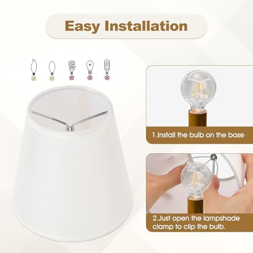 Gugxiom Small Lamp Shade Set of 6, Linen lamp shade, 3.5" × 5.1" × 5.5" Chandelier Shades for Table Lamps and Wall Lamps (Beige fine linen)