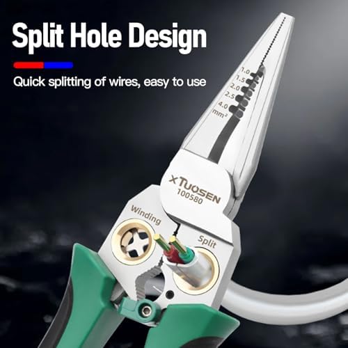 8 in 1 Wire Stripper, Wire Stripping Tool with Electricity Measurement Function, Pinzas para Electricista, Professional Wire Stripper Tool, for Scraping and Pressing Wires (Green)