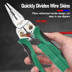 8 in 1 Wire Stripper, Wire Stripping Tool with Electricity Measurement Function, Pinzas para Electricista, Professional Wire Stripper Tool, for Scraping and Pressing Wires (Green)