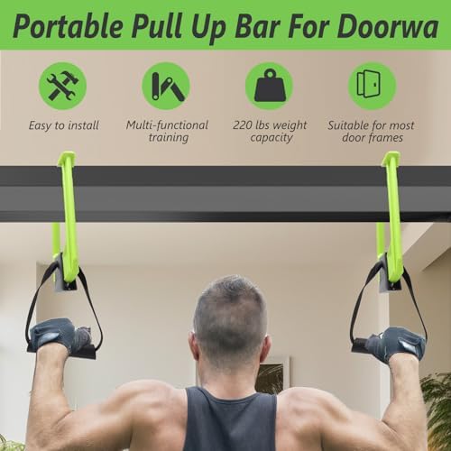 Portable Pull Up Bar For Doorway, Home Gym Equipment, Travel Pull Up Bar, 220lbs Weight Capacity, Chin-Up Core Training