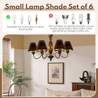 Gugxiom Small Lamp Shade Set of 6, Barrel clip on lamp shade, 2.8" × 6" × 5" Chandelier Shades for Table Lamps and Wall Lamps
