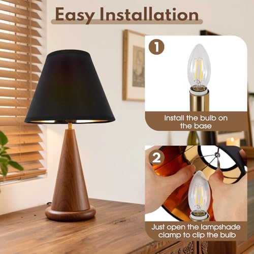 Gugxiom Small Lamp Shade Set of 6, Barrel clip on lamp shade, 2.8" × 6" × 5" Chandelier Shades for Table Lamps and Wall Lamps