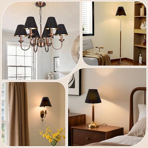 Gugxiom Small Lamp Shade Set of 6, Barrel clip on lamp shade, 2.8" × 6" × 5" Chandelier Shades for Table Lamps and Wall Lamps