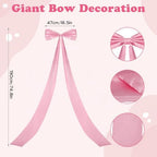 75x18.5 Inch Giant Bow Decoration, Birthday Party Decor Ribbon Hanging Tie Bow Decor, Big Bows for Backdrop, for Party Baby Shower Wedding Fireplace Christmas (Pink)