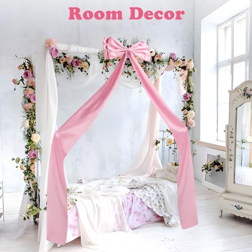 75x18.5 Inch Giant Bow Decoration, Birthday Party Decor Ribbon Hanging Tie Bow Decor, Big Bows for Backdrop, for Party Baby Shower Wedding Fireplace Christmas (Pink)