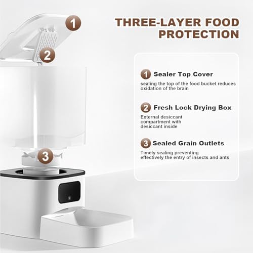 Gugxiom 6L Automatic Cat Feeder for 2 Cats, Cat Food Dispenser, Large Capacity Double Bowls Detachable, Smart APP Control Pet Food Dispenser