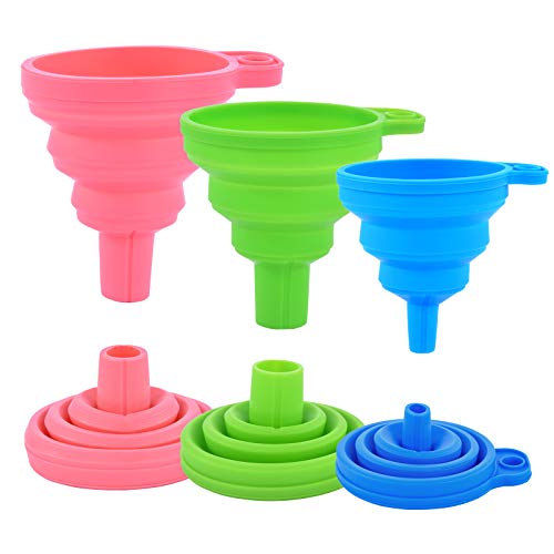 3 Pack Foldable Silicone Funnels with 3 Colors