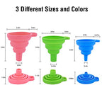 3 Pack Foldable Silicone Funnels with 3 Colors