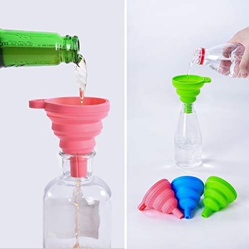3 Pack Foldable Silicone Funnels with 3 Colors