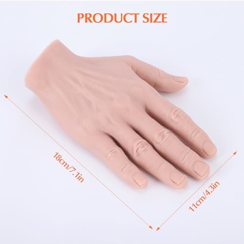 Gugxiom Realistic Silicone Hand,Hand Model,Silicone Practice Hand for Practice Painting, Film and Television Props,Display Rings (Male Right)