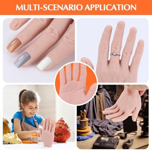 Gugxiom Realistic Silicone Hand,Hand Model,Silicone Practice Hand for Practice Painting, Film and Television Props,Display Rings (Male Right)