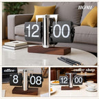 Flip Desk Clock, Retro Digital Flip Down Clock, Automatic Turning Battery Operated Mechanical Clock, for Home Room Office Décor (Black)