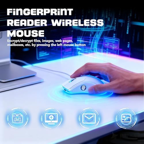 Gugxiom Wireless Computer Mouse with Fingerprint Reader (White)