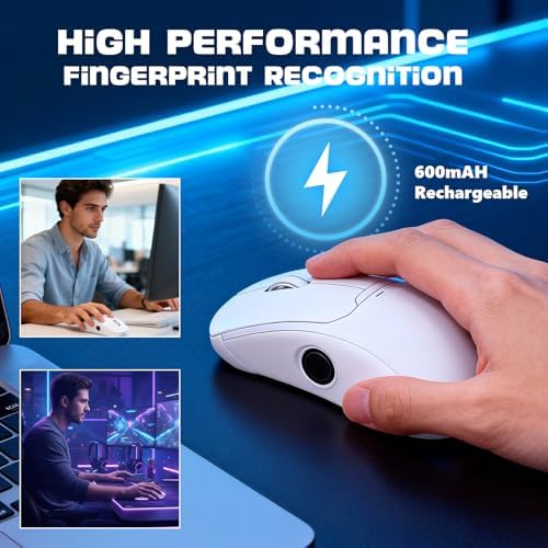 Gugxiom Wireless Computer Mouse with Fingerprint Reader (White)