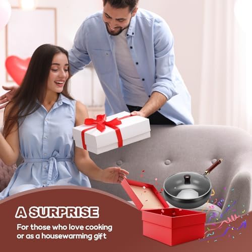 Gugxiom Suntuup Japanese Iron Pan, 28cm/11in Cast Iron Wok (Glass lid)