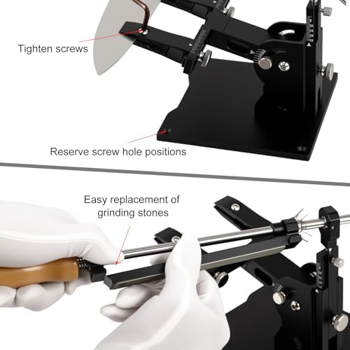 Guided Knife Sharpening System,GEN3 Aluminum Alloy Angle Adjustable Knife Sharpening Kit, with 3 Sharpening Stones(320#, 800#, 2000#), for Kitchen Knives/Outdoor Knives
