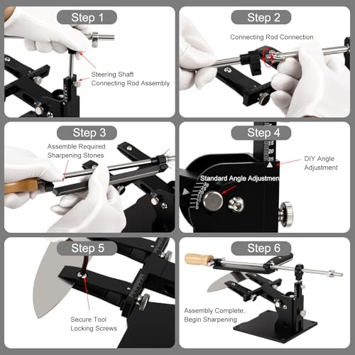 Guided Knife Sharpening System,GEN3 Aluminum Alloy Angle Adjustable Knife Sharpening Kit, with 3 Sharpening Stones(320#, 800#, 2000#), for Kitchen Knives/Outdoor Knives