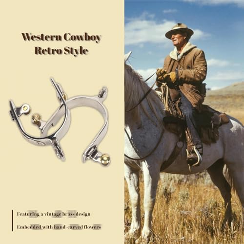 Gugxiom 2Pcs Western Cowboy Spurs, Stainless Steel Riding Western Spurs