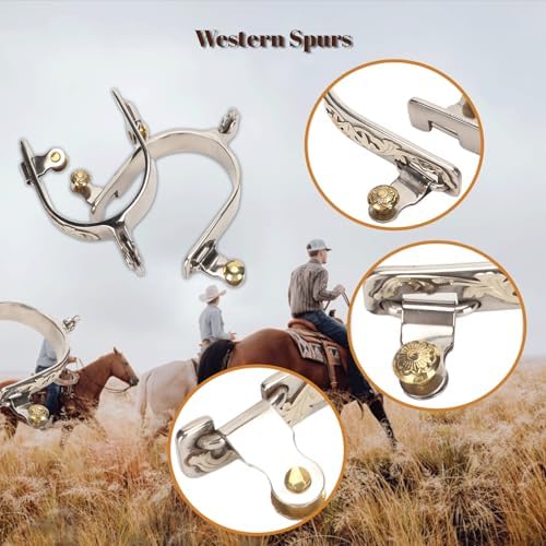 Gugxiom 2Pcs Western Cowboy Spurs, Stainless Steel Riding Western Spurs