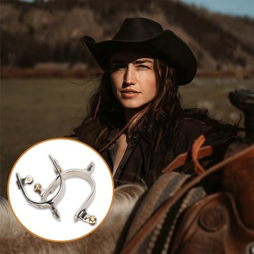 Gugxiom 2Pcs Western Cowboy Spurs, Stainless Steel Riding Western Spurs